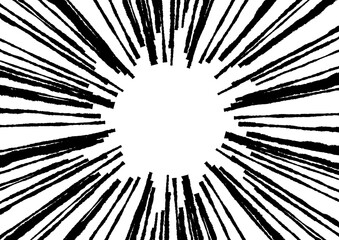 Obraz premium ラフな線の漫画風集中線の素材