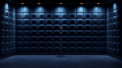 Fototapeta premium Dark Room Soundproof Studio Microphone Setup
