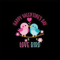 Love Bird with Happy Valentine's Day typography design