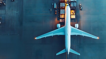 aerial view cargo plane loading - aerial photography