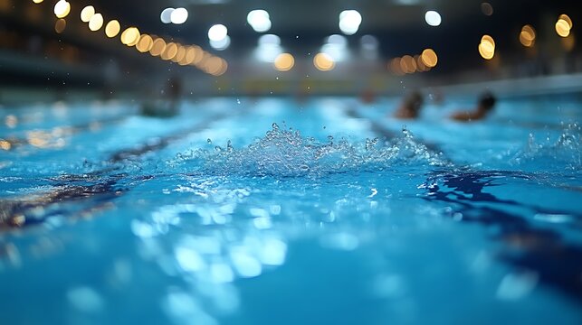 Water splash in swimming pool.