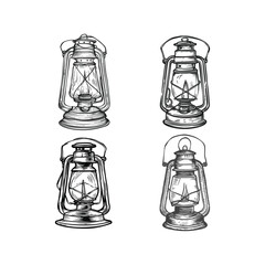 Lantern hand draw engraving design vector template illustration