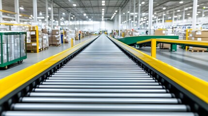 Fototapeta premium modern warehouse conveyor belt system - automation
