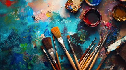 Fototapeta premium Vibrant colors and brushstrokes: An abstract painting