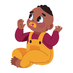 afro baby character with pacifier