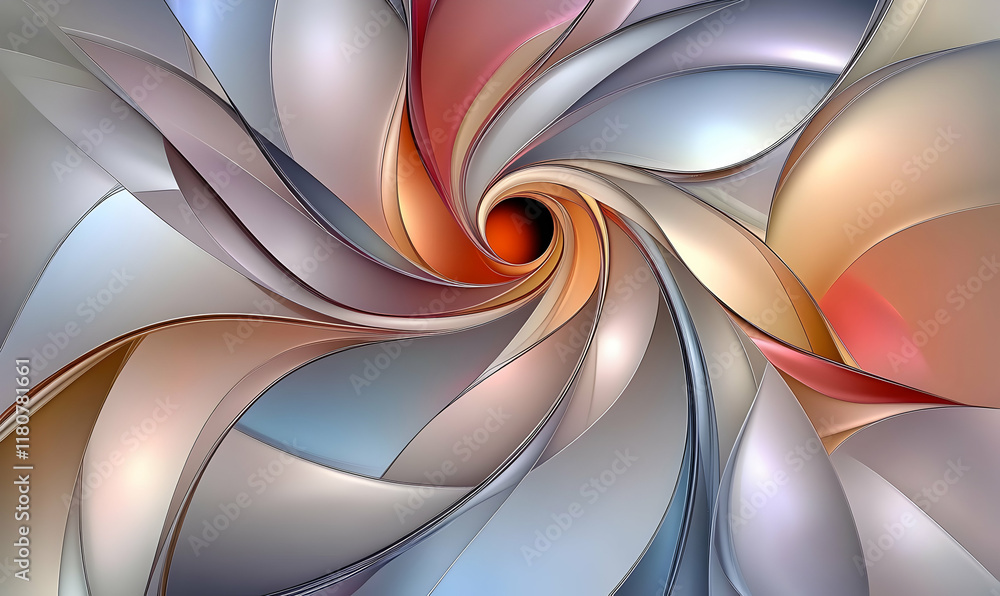 Poster abstract swirling vortex of metallic pastel colors, creating a captivating and dynamic visual. ideal