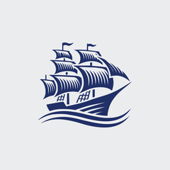 Naklejka premium Sailing ship logo