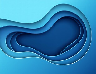 Obraz premium abstract background with paper cut shapes, Blue color, Generative AI
