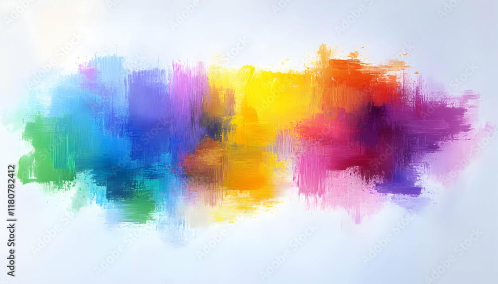 Poster vibrant abstract painting with bold brushstrokes in a spectrum of colors; ideal for design projects 