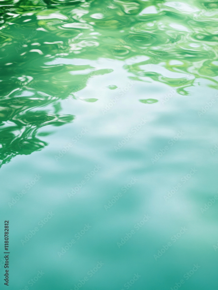 Aufkleber calm turquoise water surface reflecting greenery, creating serene atmosphere