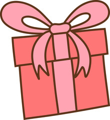 Valentine's gift box tied with pink heart doodle ribbon