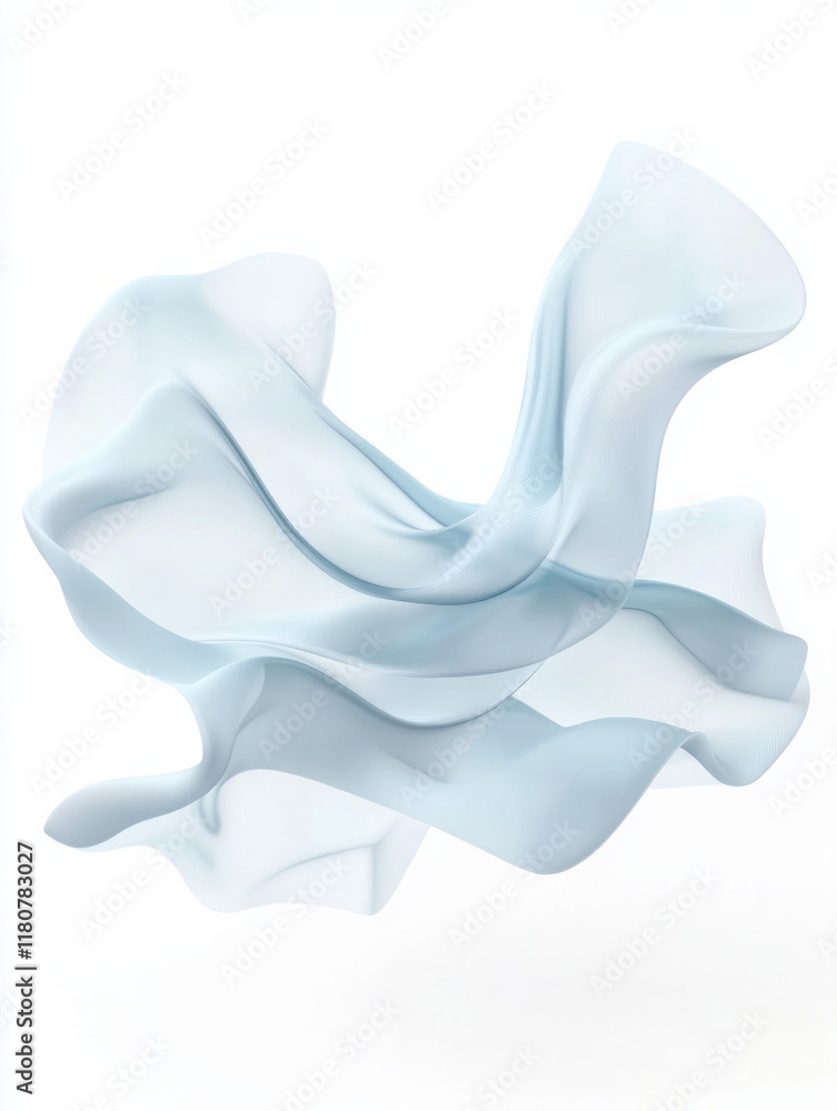 Aufkleber soft blue fabric gracefully flowing in air, creating elegant and serene atmosphere