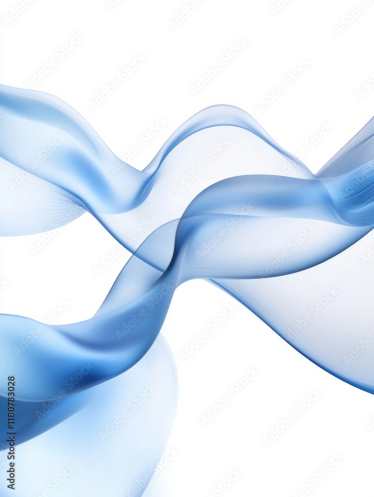 Poster Soft blue waves flow gracefully, creating serene and calming atmosphere. delicate curves and transparency evoke sense of tranquility and elegance