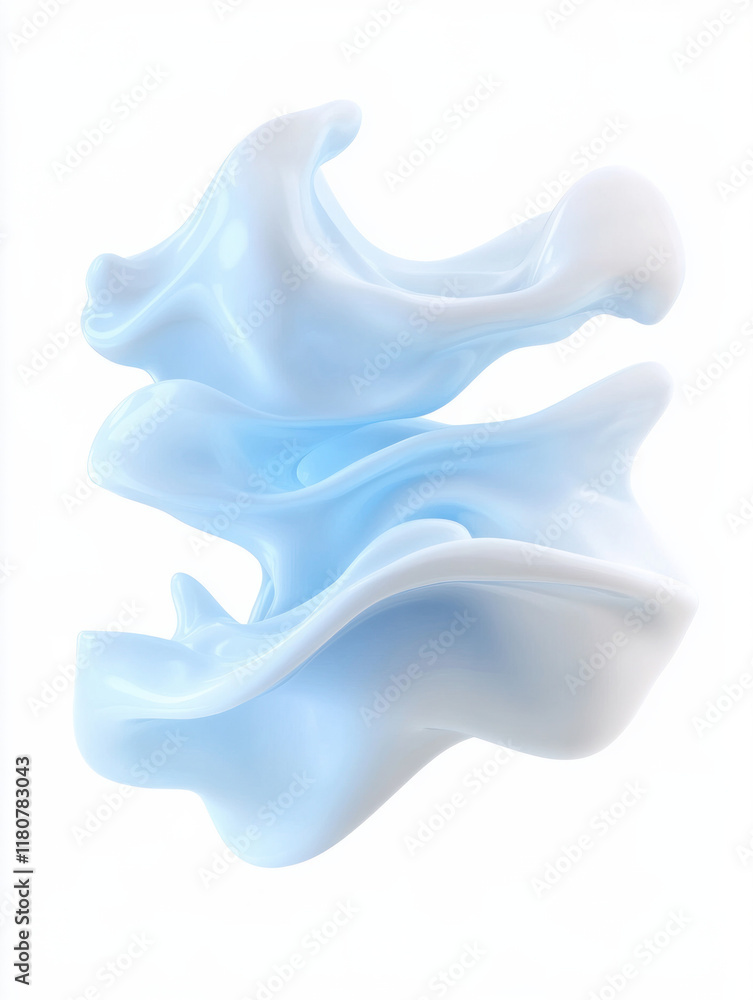 Aufkleber Fluid abstract shapes in soft blue and white tones create serene atmosphere