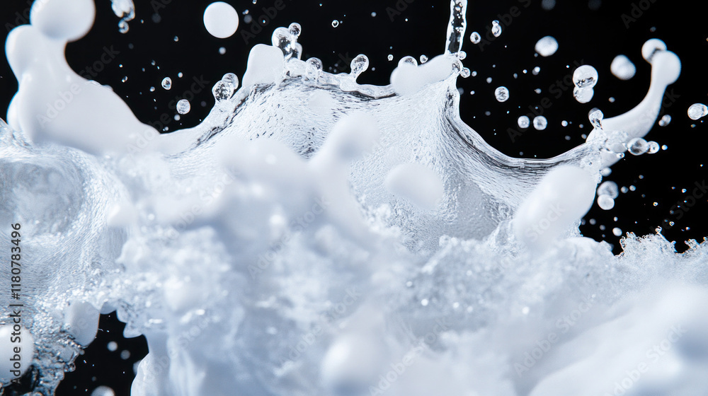 Poster Dynamic water splash with droplets creating mesmerizing effect