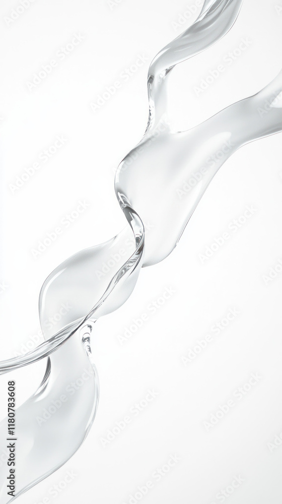 Poster clear water flows gracefully, creating elegant shapes and reflections