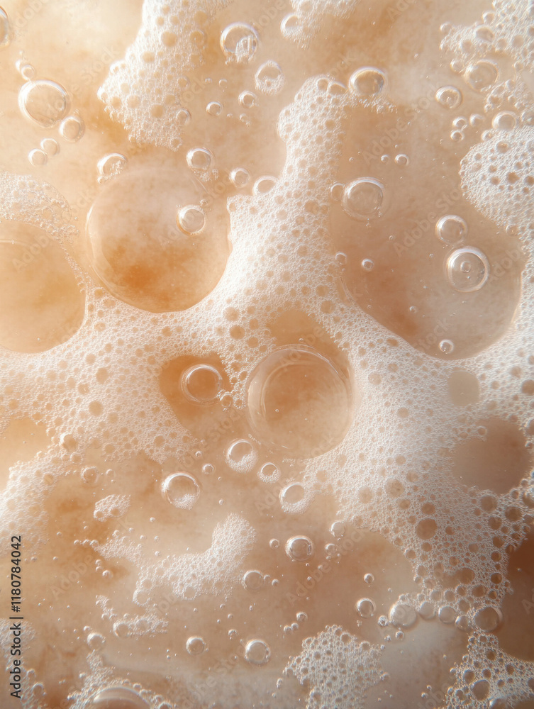 Aufkleber bubbles and foam create textured surface in soft beige tones, evoking sense of calm and cleanliness