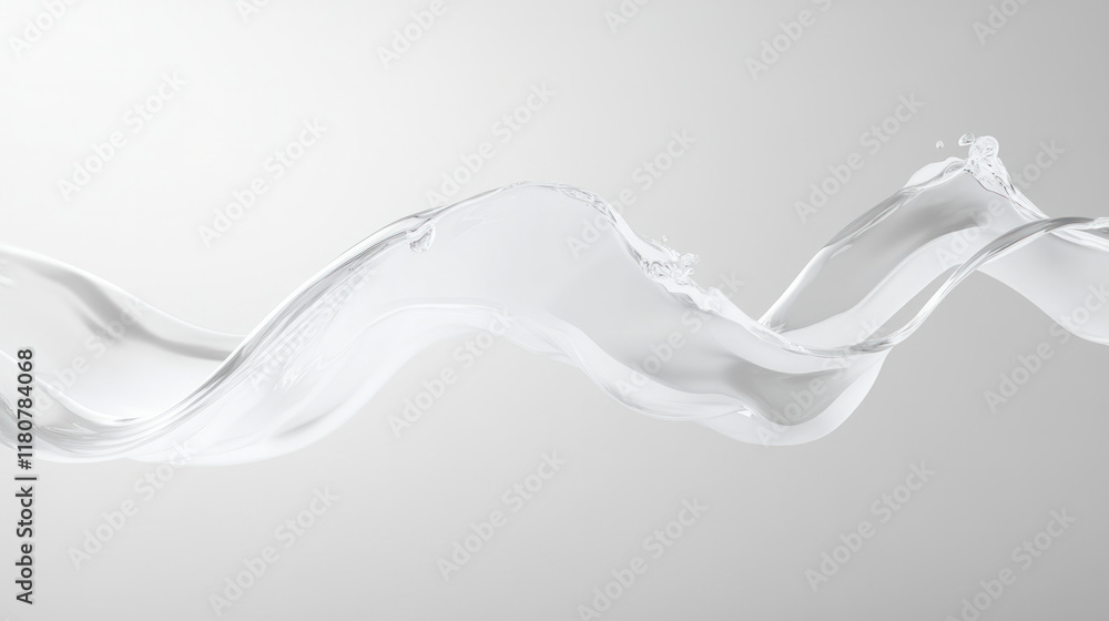 Poster clear water flowing gracefully in wave like motion, creating serene atmosphere