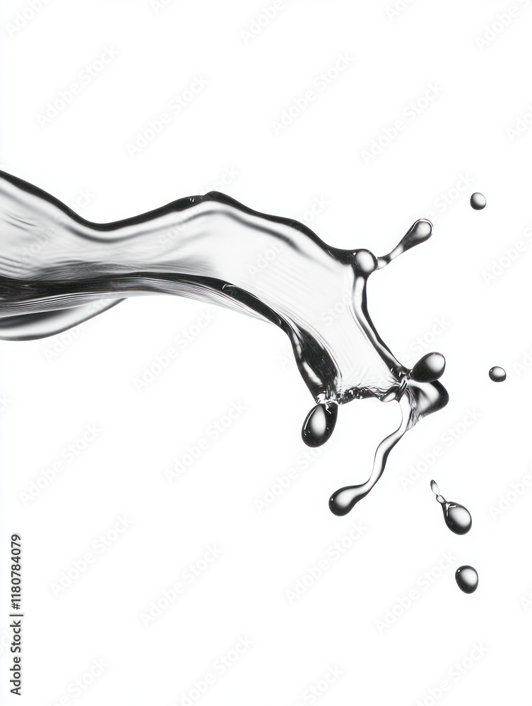 Poster Fluid water splash creating dynamic shapes and droplets in motion
