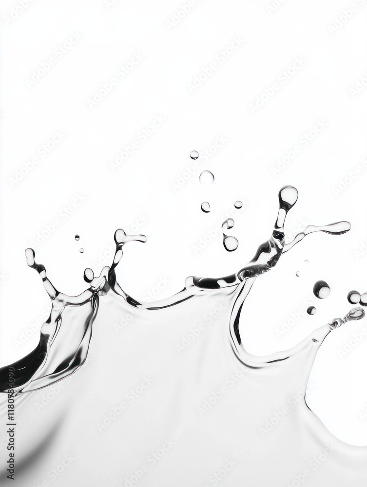 Aufkleber Clear water splash with droplets creating dynamic shapes and textures