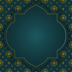 luxury golden empty Ramadan Kareem Eid Mubarak arabesque border Islamic background banner ornament	
