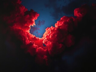 Sophisticated and elegant Reaching for the Sky artwork using chiaroscuro lighting, featuring rich burgundy and deep blue tones, and strong contrasts