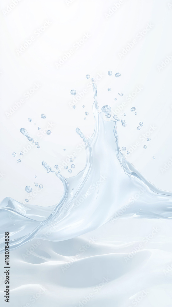 Poster Clear water splash with droplets creating serene and refreshing atmosphere