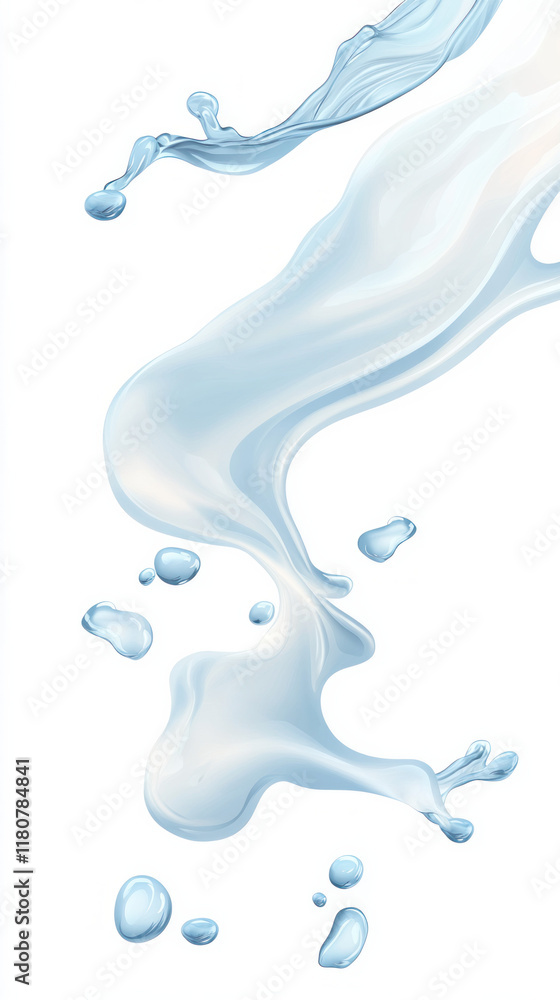 Aufkleber flowing stream of blue water with droplets, creating refreshing effect