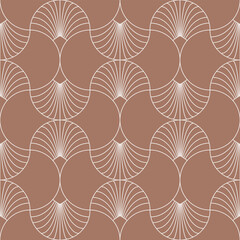 Seamless mocha brown and white art deco ogee textile pattern vector