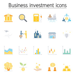 Business investment icon set in thin line style