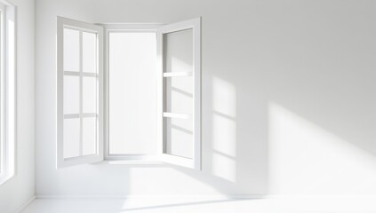 Serene Minimalist Room with Open Window and Sunlight