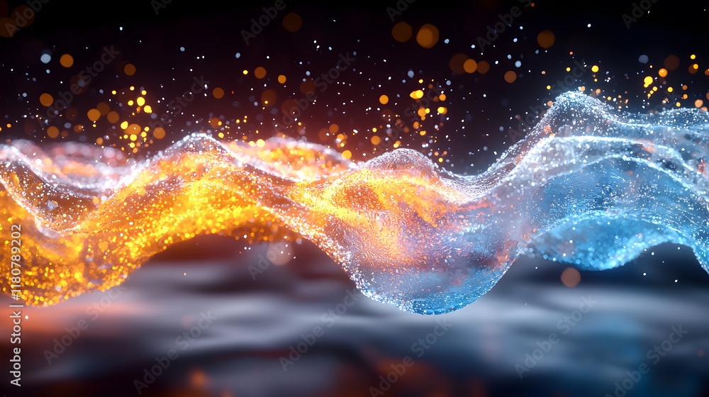Poster dynamic flow of colorful waves in an abstract art scene spectacular visuals digital design vibrant e