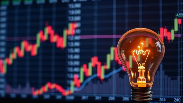 Stock market or forex trading graph and candlestick chart with uptrend pattern showing financial investment concept and economy trends, analysis, idea