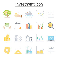 Investment icon set in thin line style