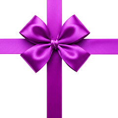 Photorealistic Rendering of Vibrant Purple Gift Bow for Festive Decoration On Transparent Background
