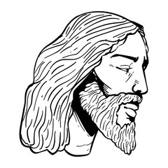 jesus christ side view sketch