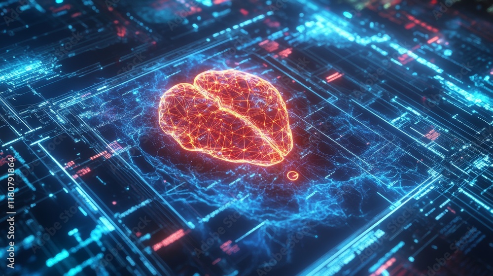 Poster advanced ai-driven medical command center with glowing holographic health network maps