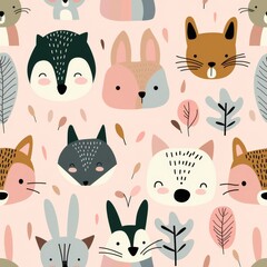 Cute and Colorful Animal Patterns Featuring Friendly Faces and Playful Designs Ideal for Children's Decor and Fun Creative Projects