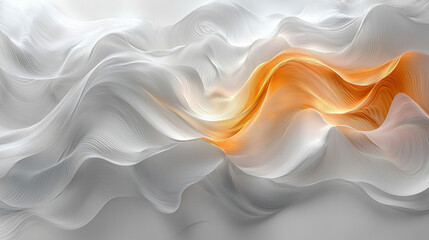 Obraz premium Abstract white and gold flowing waves, elegant, luxurious, smooth texture, 3D render.