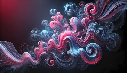 Vibrant pink and blue smoke patterns swirling gracefully in a dark void, perfect for background and wallpaper