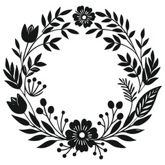 hand-drawn vintage floral logo elements with botanical wreaths and frames
