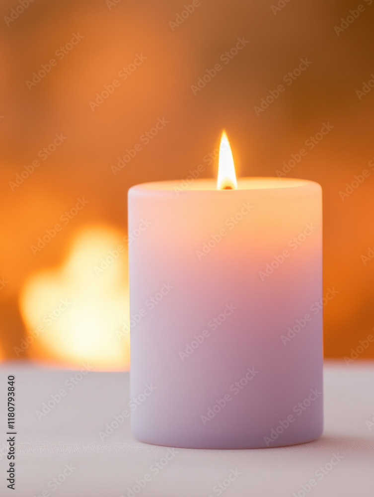 Poster glowing candle illuminates warm background, creating serene atmosphere. soft light enhances relaxati