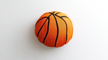 Bright orange 3D basketball with clean texture details and sharp black seams, floating gracefully on white.