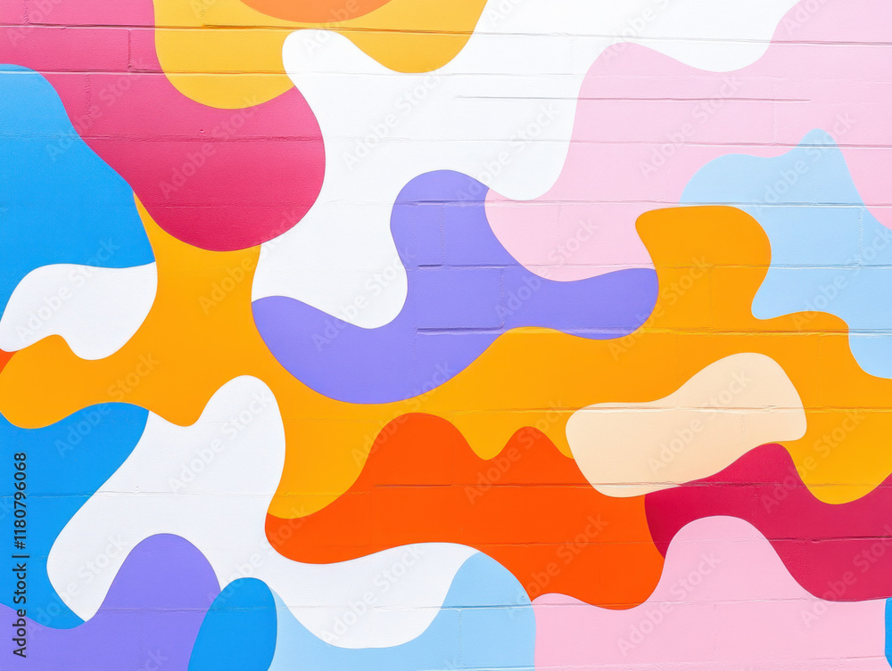 Aufkleber colorful abstract mural with vibrant shapes and patterns