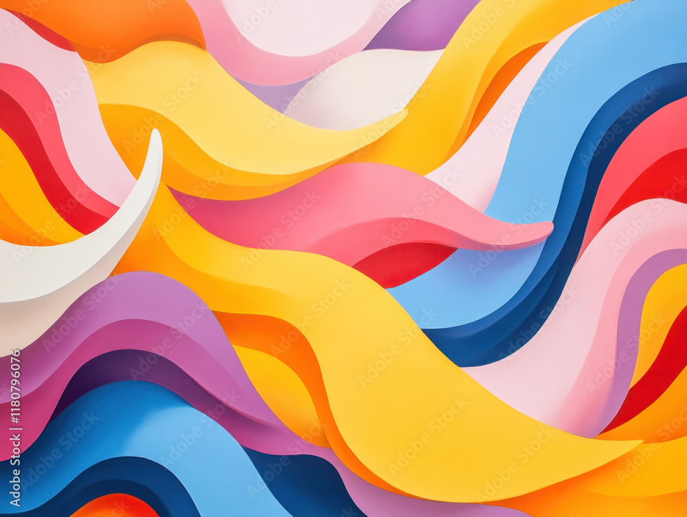Aufkleber Colorful abstract waves in vibrant hues create dynamic visual flow