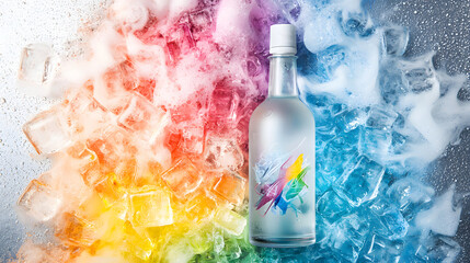 Chilled beverage display colorful ice product photography modern kitchen close-up refreshing summer vibes