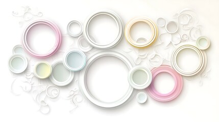Abstract pastel circles and swirling design elements