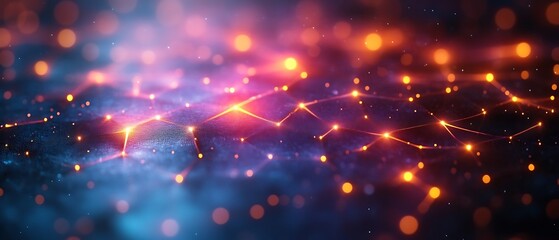 Fototapeta premium Glowing network lines abstract background.