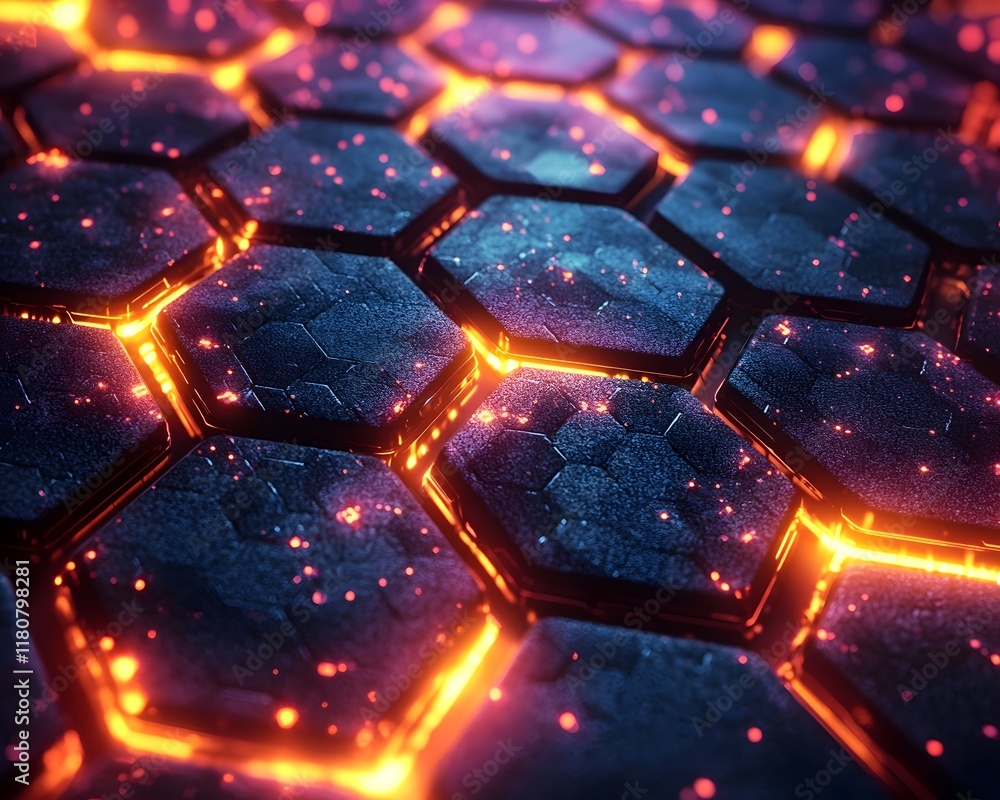 Poster glowing futuristic hexagonal honeycomb geometric abstract background with vivid gradient