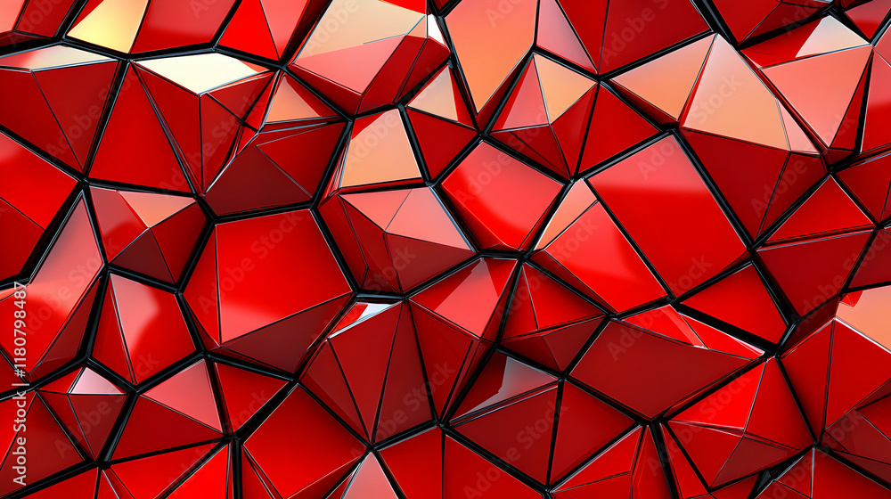 Poster abstract red geometric background. shiny,faceted polygonal pattern, ideal for modern design projects